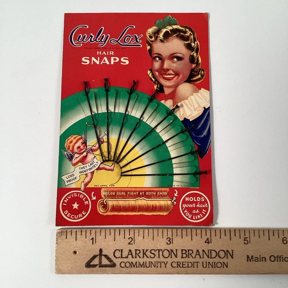 NOS Vintage Curly Lox Hair Snaps, Hair Accessories, Hair Clip, Costume 1940s